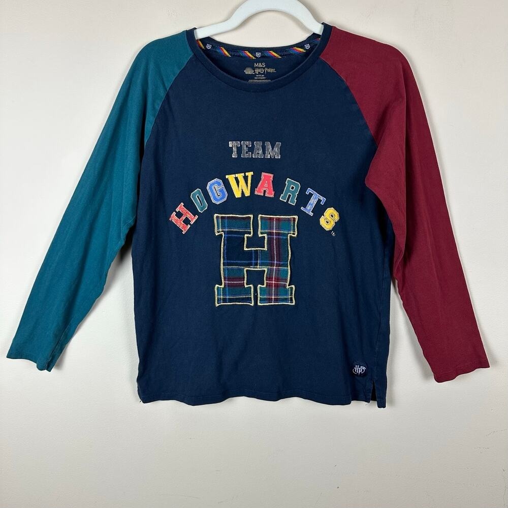 M&S Kids Harry Potter Hogwarts Graphic Long Sleeve Tee Colorblock Youth Size 14